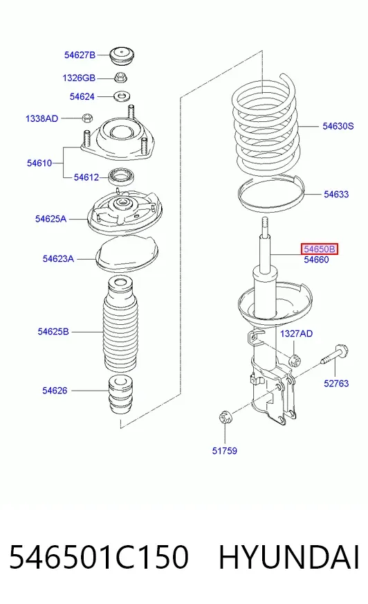 Амортизатор передний левый 546501C150 Hyundai/Kia