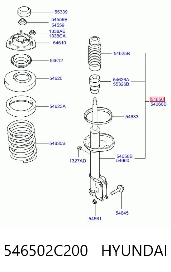 Амортизатор передний левый 546502C200 Hyundai/Kia