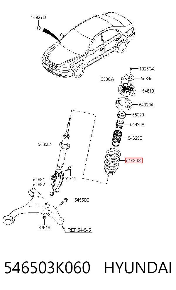 Передняя пружина 546503K060 Hyundai/Kia