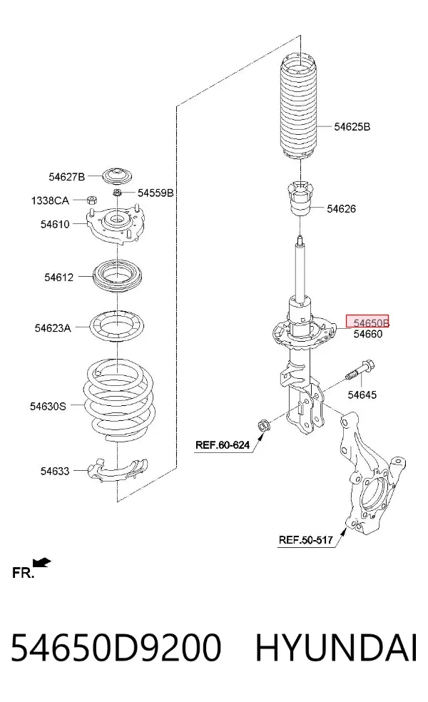 Амортизатор передний левый 54650D9200 Hyundai/Kia