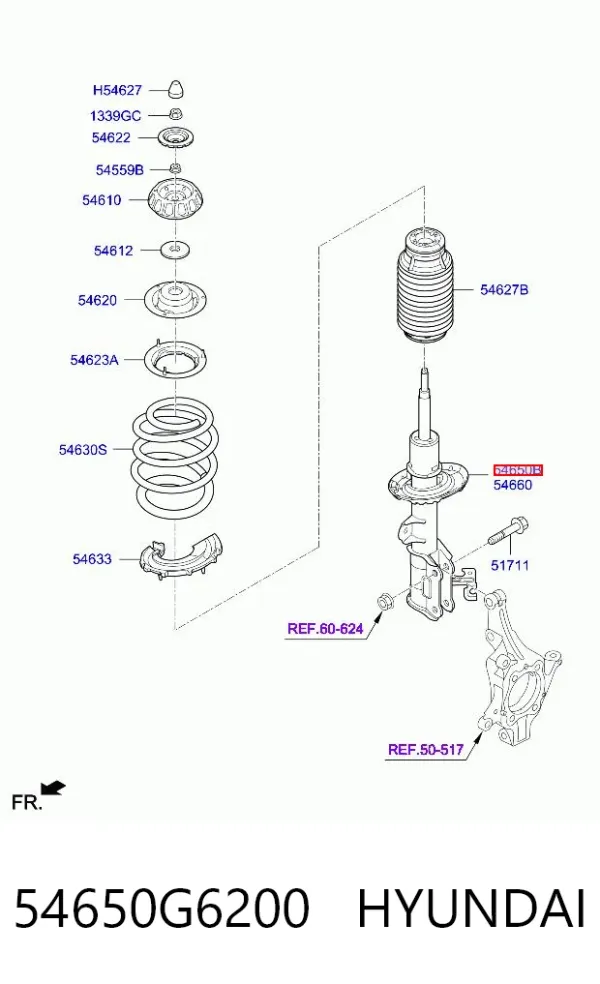 Амортизатор передний левый 54650G6200 Hyundai/Kia
