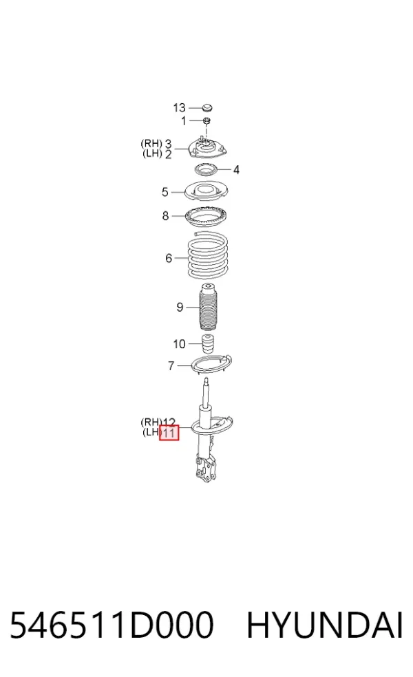 Амортизатор передний левый 546511D000 Hyundai/Kia