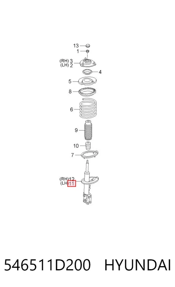 Амортизатор передний левый 546511D200 Hyundai/Kia