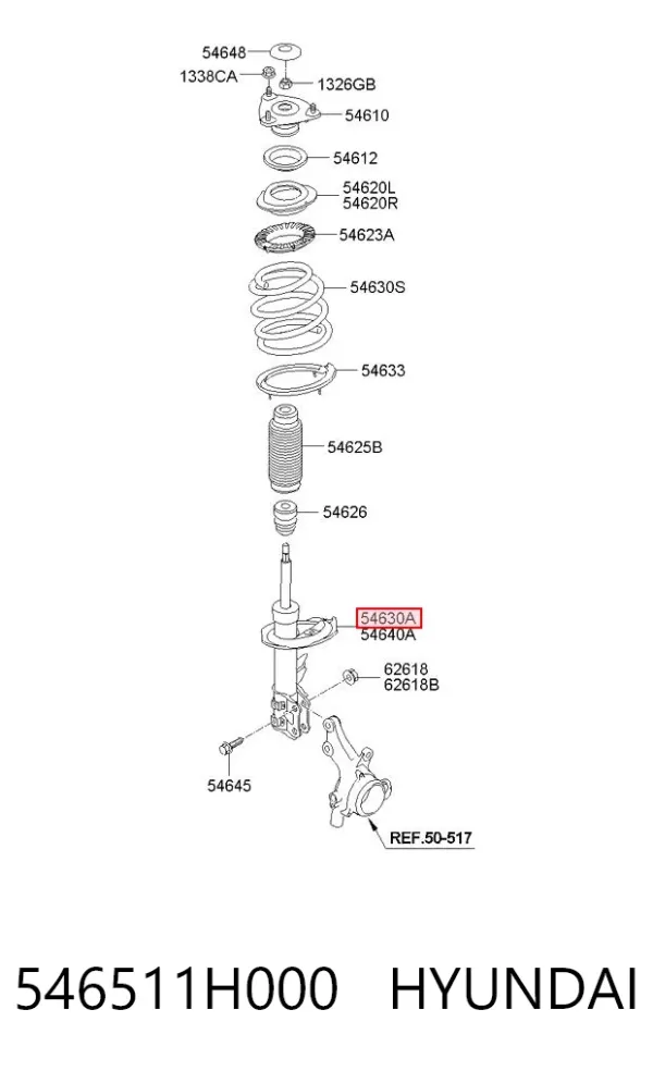 Амортизатор передний левый 546511H000 Hyundai/Kia