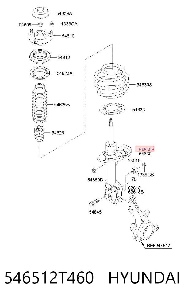 Амортизатор передний левый 546512T460 Hyundai/Kia