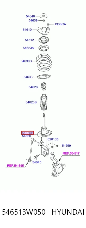 Амортизатор передний левый 546513W050 Hyundai/Kia