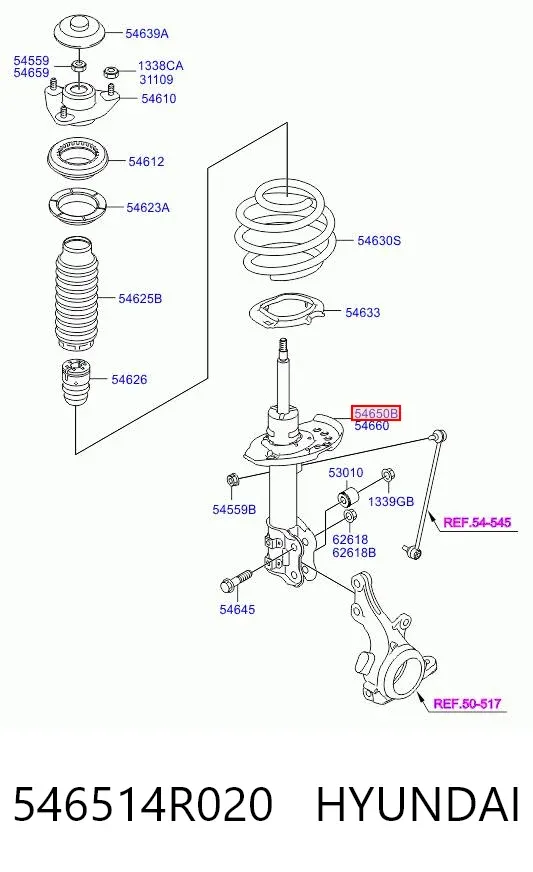 Амортизатор передний левый 546514R020 Hyundai/Kia