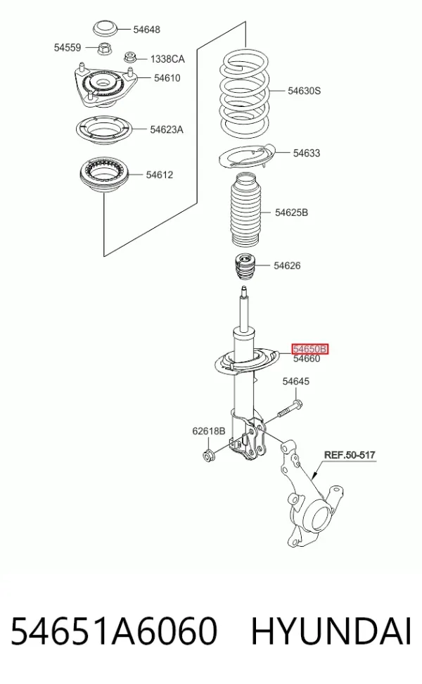 Амортизатор передний левый 54651A6060 Hyundai/Kia