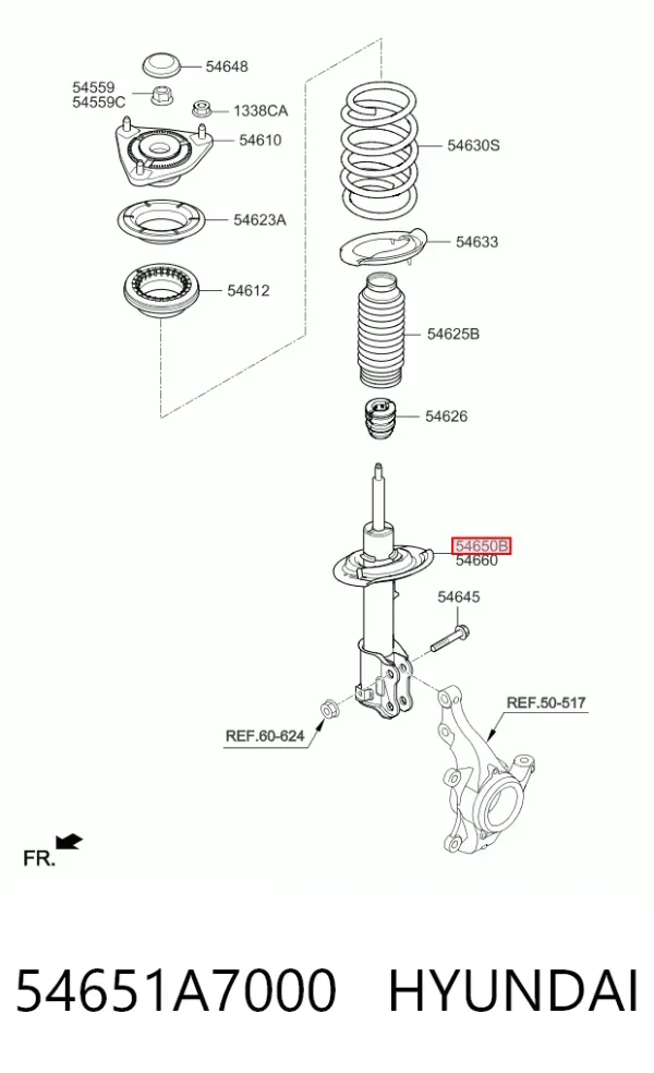Амортизатор передний левый 54651A7000 Hyundai/Kia