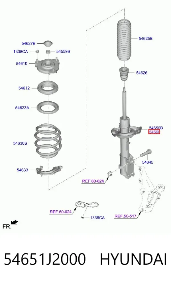 Амортизатор передний правый 54651J2000 Hyundai/Kia