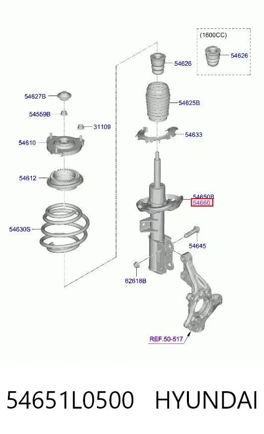 Амортизатор передний правый 54651L0500 Hyundai/Kia