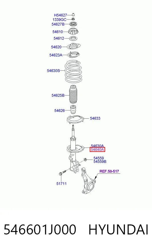 Амортизатор передний правый 546601J000 Hyundai/Kia