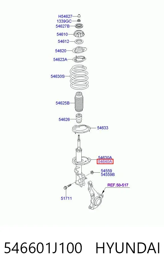 Амортизатор передний правый 546601J100 Hyundai/Kia