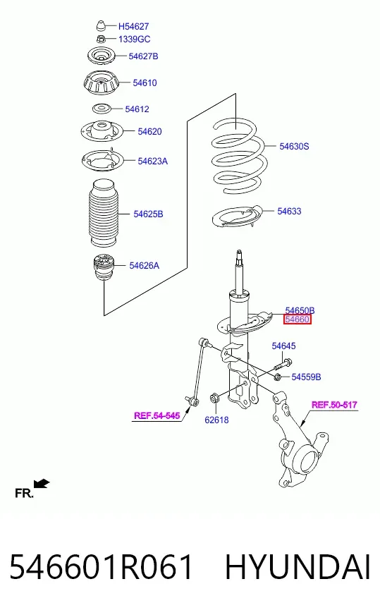 Амортизатор передний правый 546601R061 Hyundai/Kia