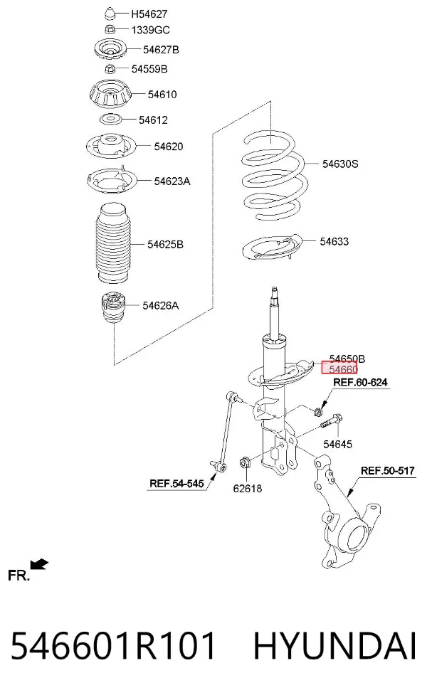 Амортизатор передний правый 546601R101 Hyundai/Kia