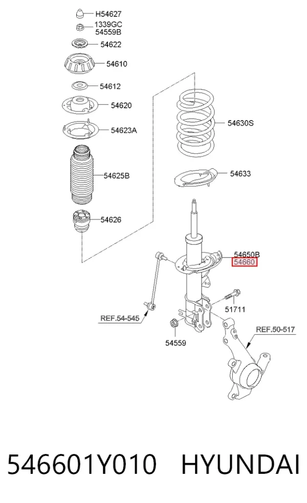 Амортизатор передний правый 546601Y010 Hyundai/Kia