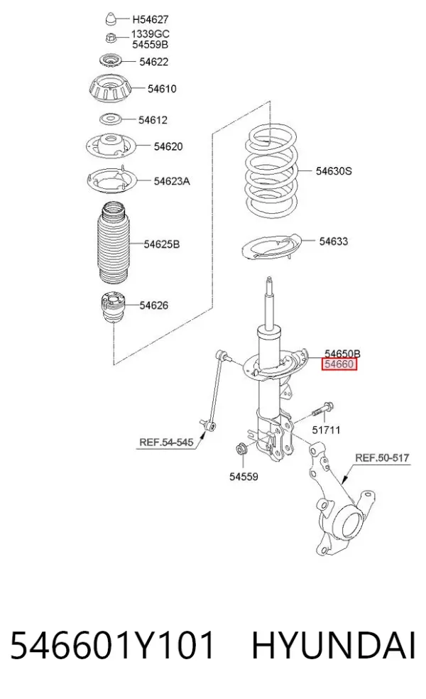 Амортизатор передний правый 546601Y101 Hyundai/Kia