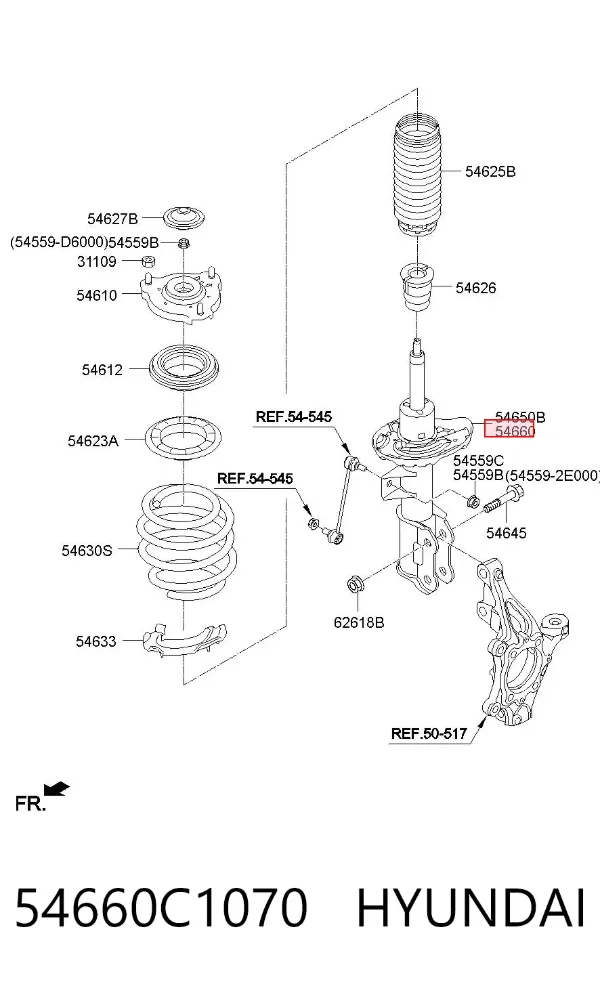 Амортизатор передний правый 54660C1070 Hyundai/Kia