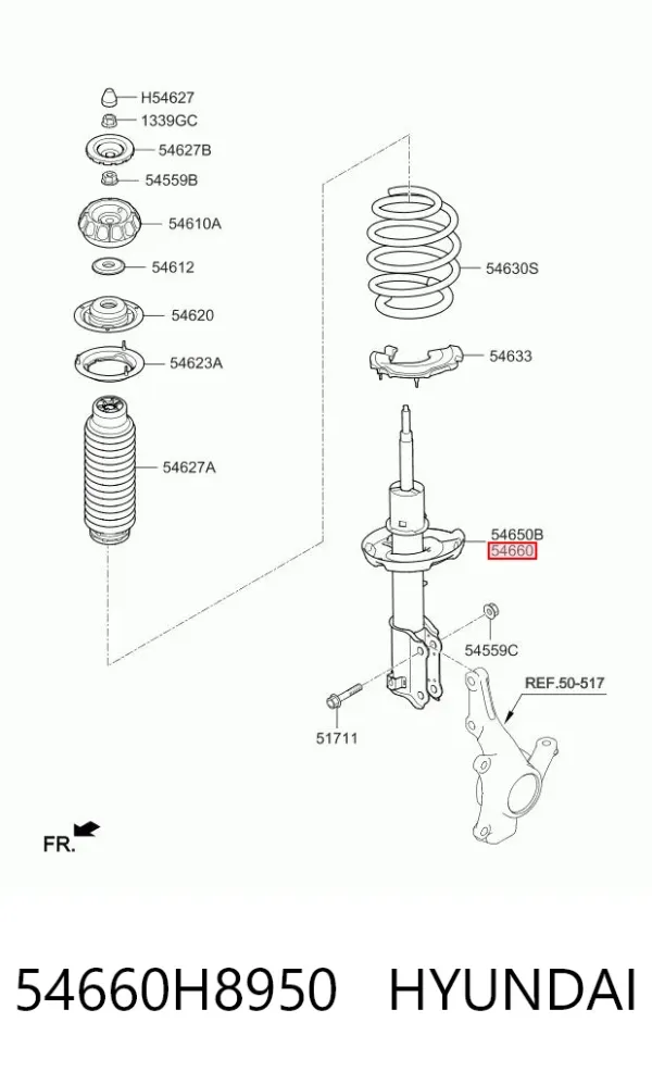 Амортизатор передний правый 54660H8950 Hyundai/Kia
