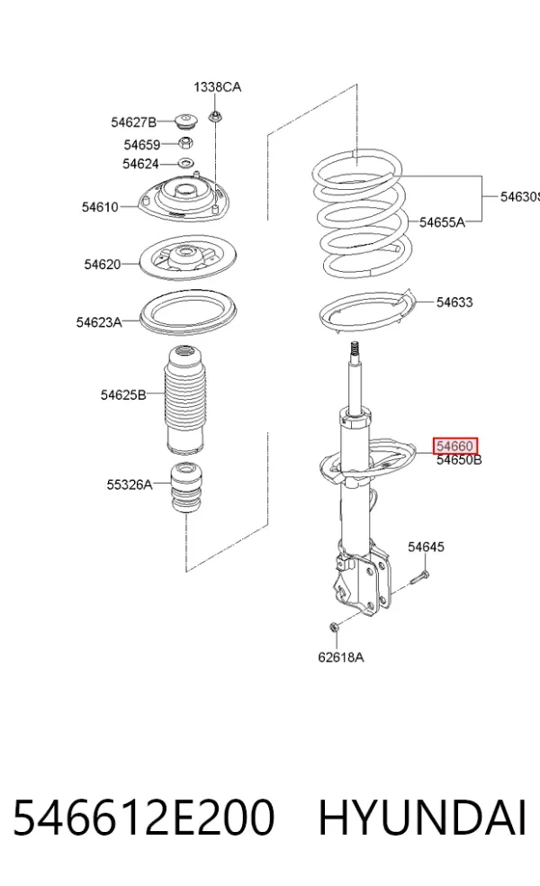 Амортизатор передний правый 546612E200 Hyundai/Kia