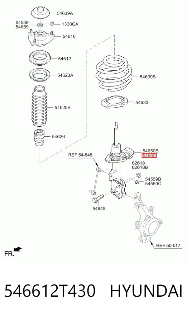 Амортизатор передний правый 546612T430 Hyundai/Kia