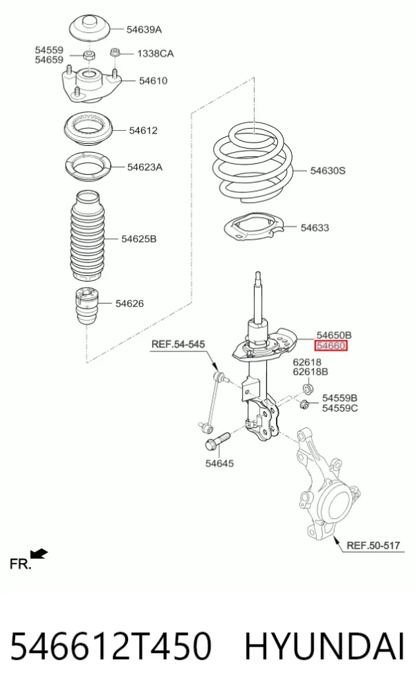 Амортизатор передний правый 546612T450 Hyundai/Kia