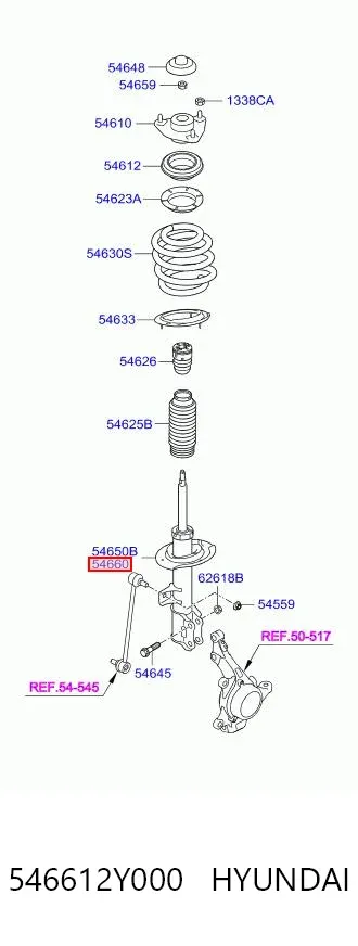 Амортизатор передний правый 546612Y000 Hyundai/Kia