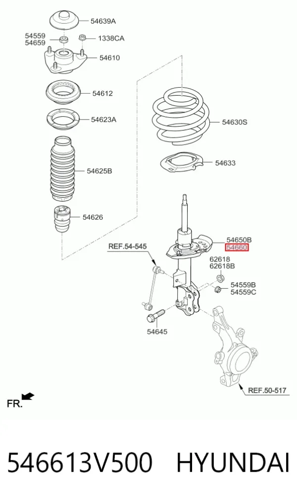 Амортизатор передний правый 546613V500 Hyundai/Kia