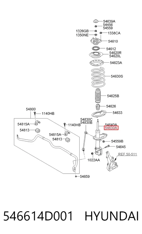 Амортизатор передний правый 546614D001 Hyundai/Kia