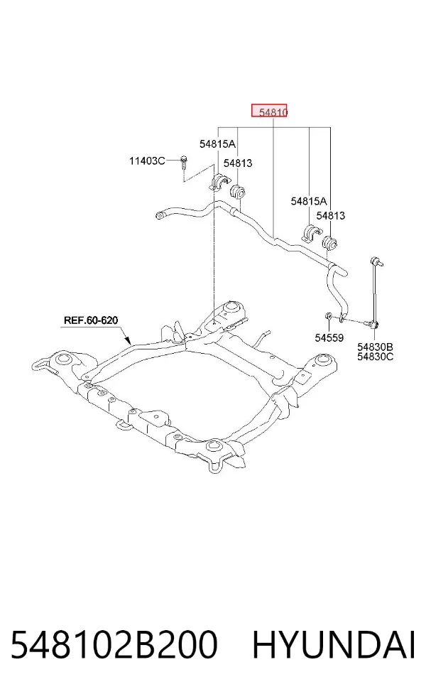 Передний стабилизатор 548102B200 Hyundai/Kia