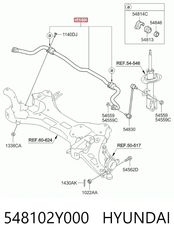 Передний стабилизатор 548102Y000 Hyundai/Kia