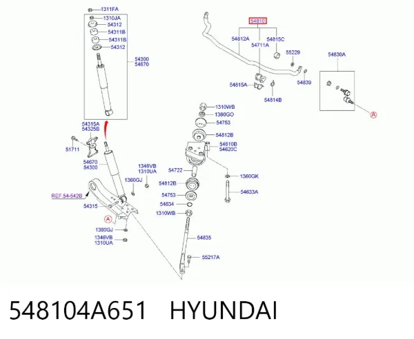 Передний стабилизатор 548104A651 Hyundai/Kia
