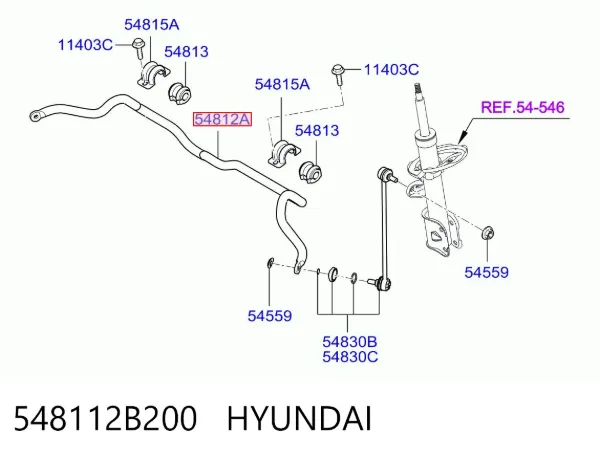 Передний стабилизатор 548112B200 Hyundai/Kia