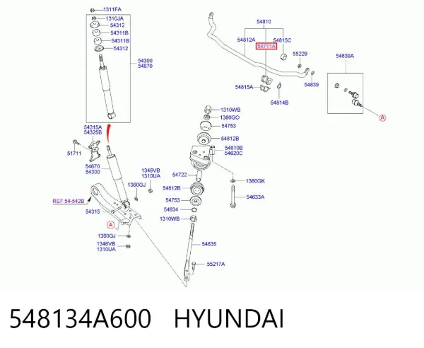 Втулка стабилизатора переднего 548134A600 Hyundai/Kia