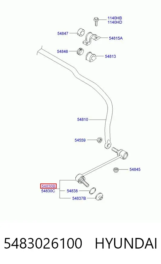 Стойка переднего стабилизатора левая 5483026100 Hyundai/Kia