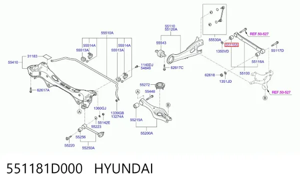 Сайлентблок заднего поперечного рычага 551181D000 Hyundai/Kia