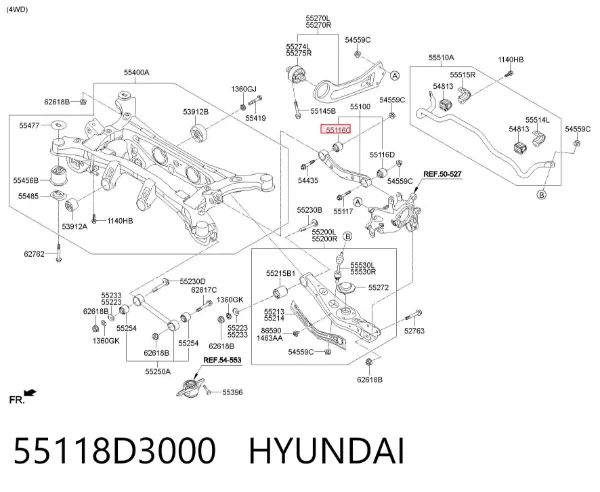 Сайлентблок заднего поперечного рычага внутренний 55118D3000 Hyundai/Kia
