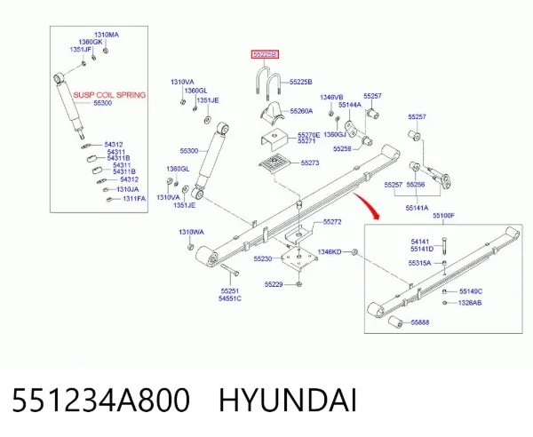 Стремянка рессоры 551234A800 Hyundai/Kia