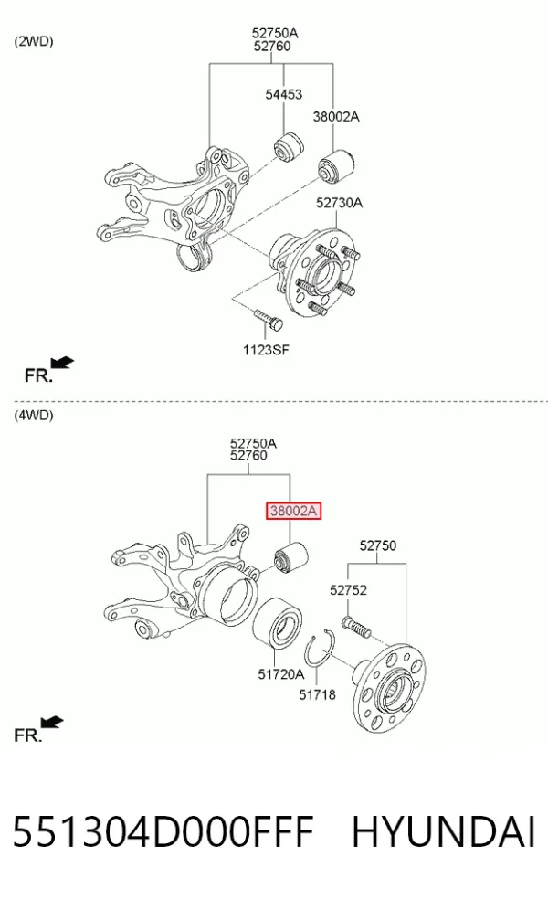 Сайлентблок цапфы задней 551304D000FFF Hyundai/Kia