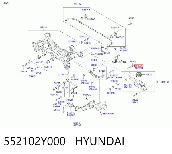Рычаг задней подвески поперечный левый 552102Y000 Hyundai/Kia