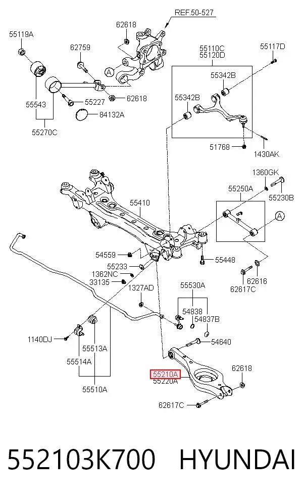 Рычаг задней подвески нижний левый 552103K700 Hyundai/Kia