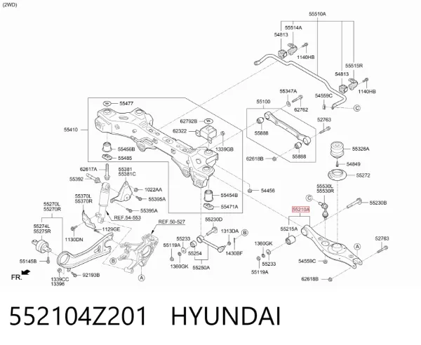 Рычаг задней подвески нижний левый 552104Z201 Hyundai/Kia