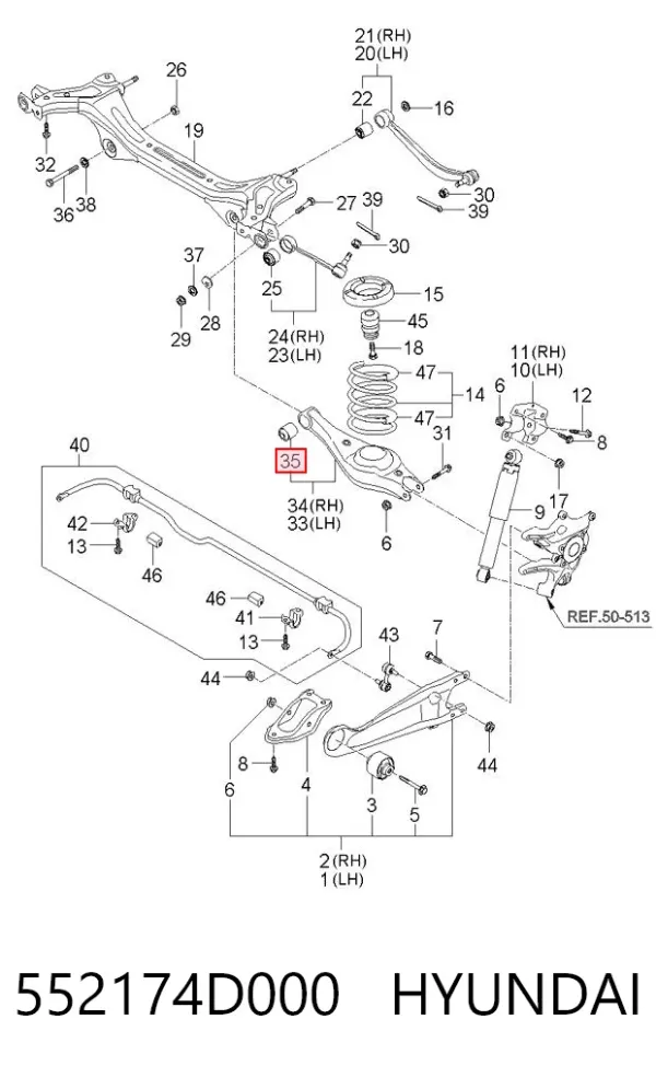 Сайлентблок заднего нижнего рычага 552174D000 Hyundai/Kia