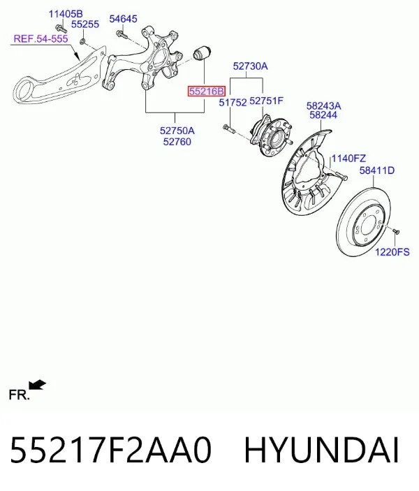 Сайлентблок цапфы задней 55217F2AA0 Hyundai/Kia