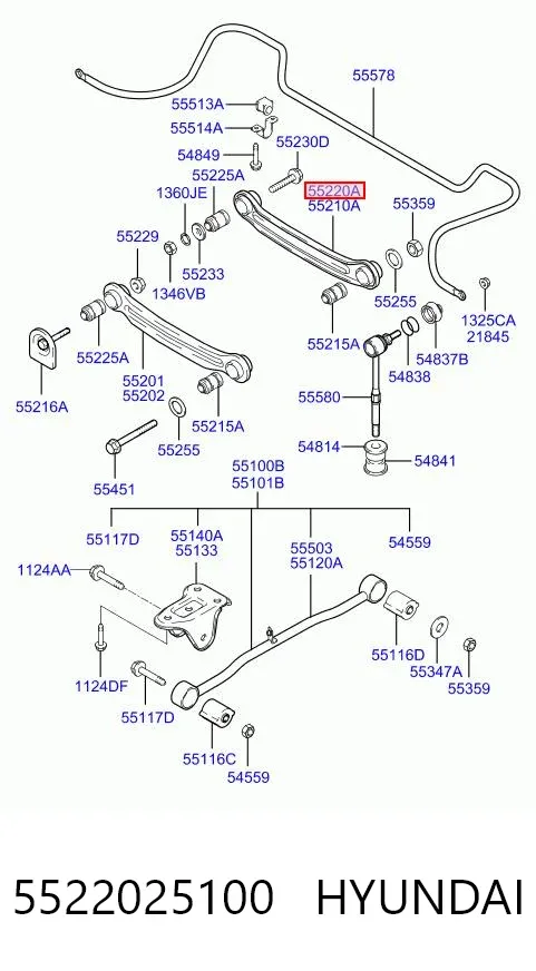 Рычаг задней подвески поперечный правый 5522025100 Hyundai/Kia