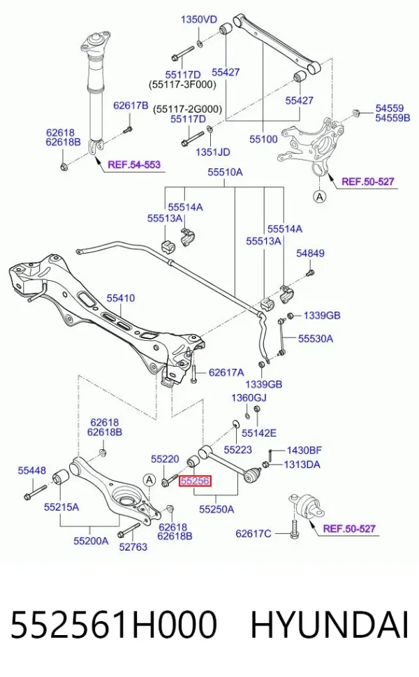 Сайлентблок заднего поперечного рычага 552561H000 Hyundai/Kia