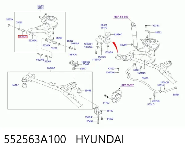 Сайлентблок заднего нижнего рычага 552563A100 Hyundai/Kia