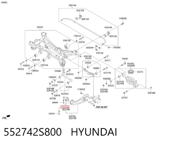 Сайлентблок заднего продольного нижнего рычага 552742S800 Hyundai/Kia