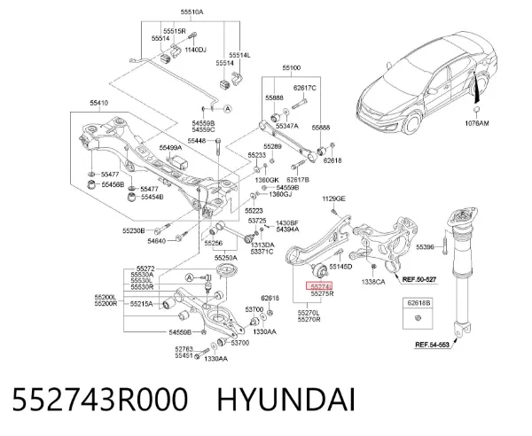 Сайлентблок заднего продольного нижнего рычага 552743R000 Hyundai/Kia