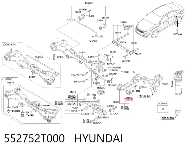 Сайлентблок заднего продольного нижнего рычага 552752T000 Hyundai/Kia